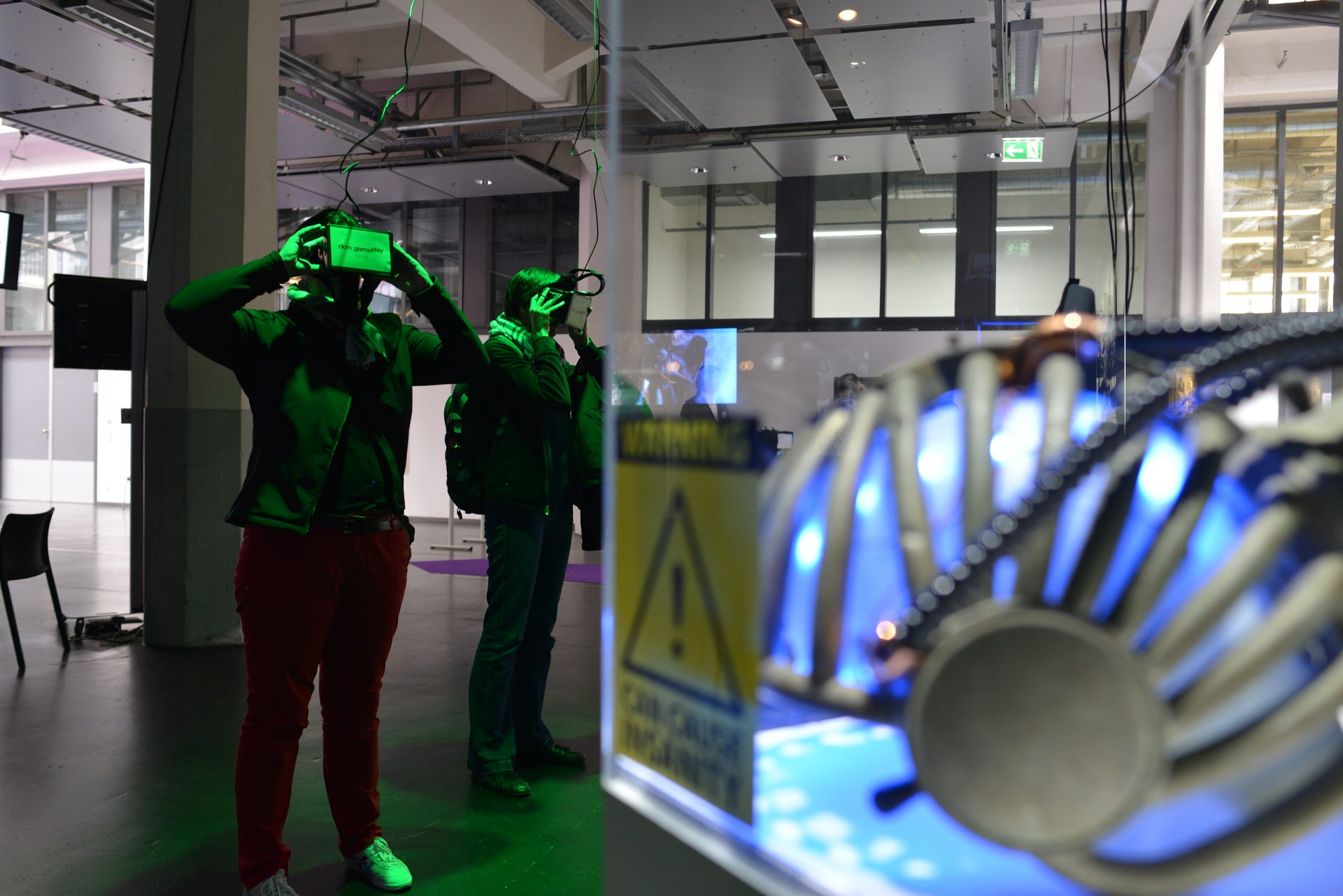 Exhibition visitor testing helmet